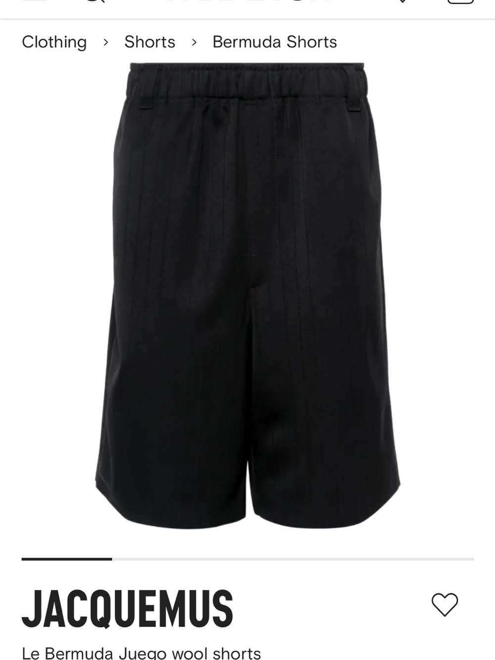 Jacquemus Black Le Bermuda Juego wool shorts sz50